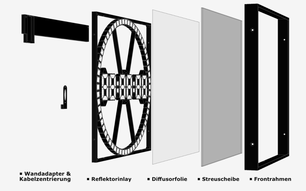 RainbowClock Gehäuse Explosionszeichnung